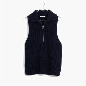 Madewell Half Zip Sweater Vest In Navy Knit Wool